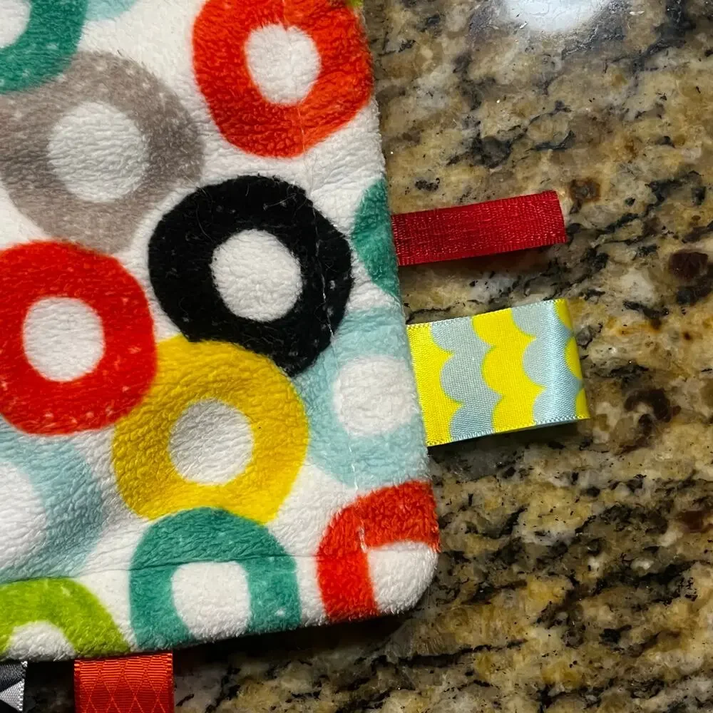 Bright Starts Taggies Baby Security‎ Blanket Lovey Yellow Colorful Circles